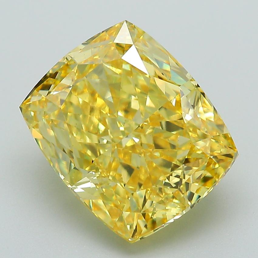 6.72 Ct. Fancy Vivid Yellow Cushion Lab Grown Diamond