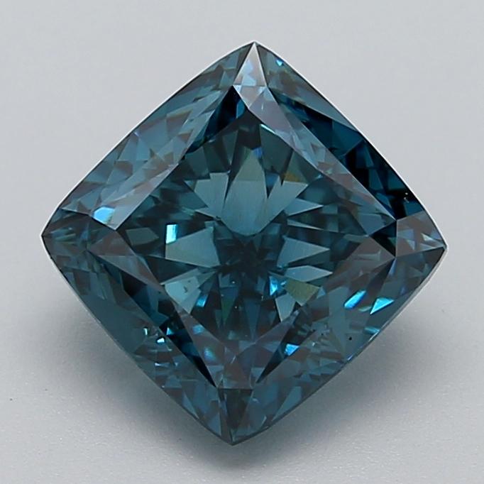 3.81 Ct. Fancy Vivid  Blue Cushion Lab Grown Diamond