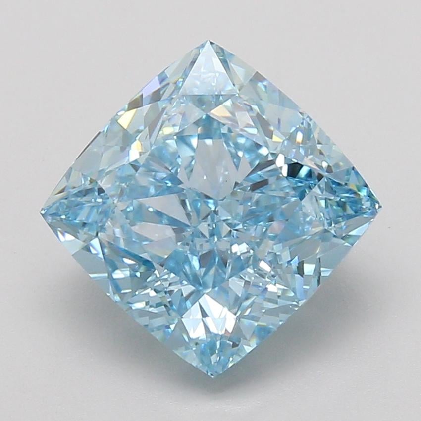 5.07 Ct. Fancy Vivid Blue Cushion Lab Grown Diamond