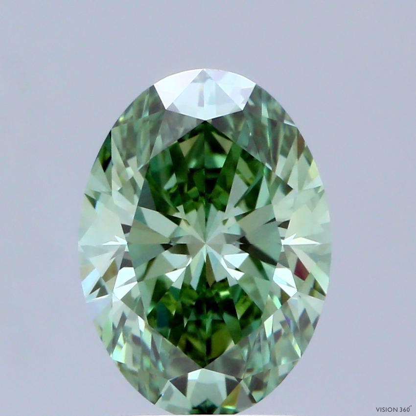 2.02 Ct. Fancy Vivid Green Oval Lab Grown Diamond