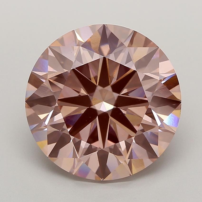 10.01 Ct. Fancy Vivid Brownish Pink Round Lab Grown Diamond