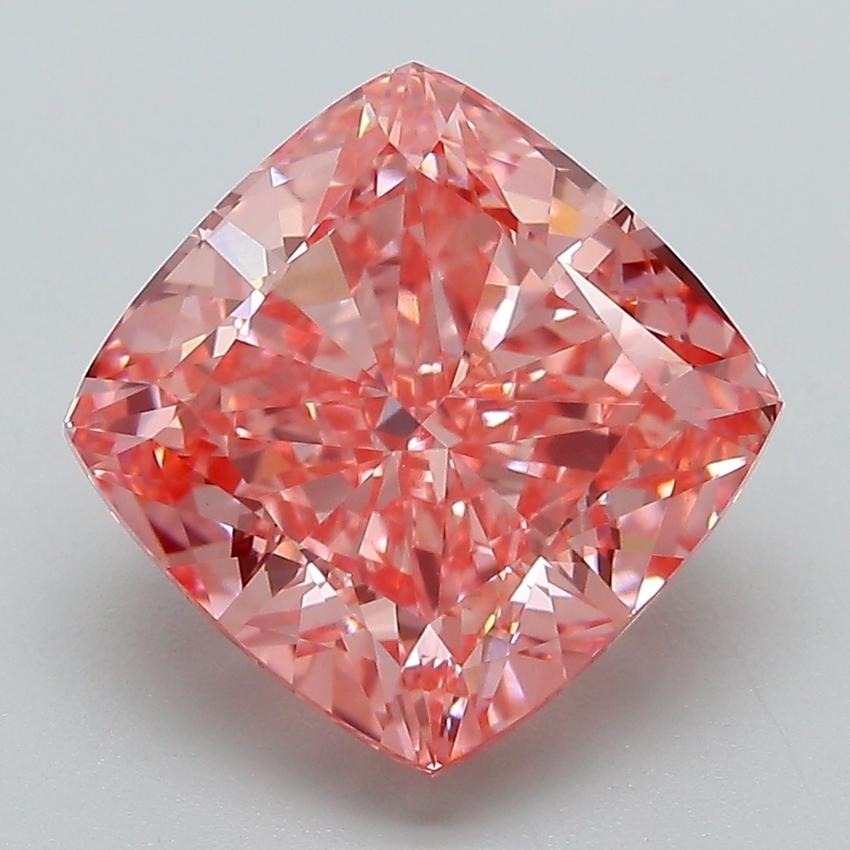 5.09 Ct. Fancy Vivid Pink Cushion Lab Grown Diamond