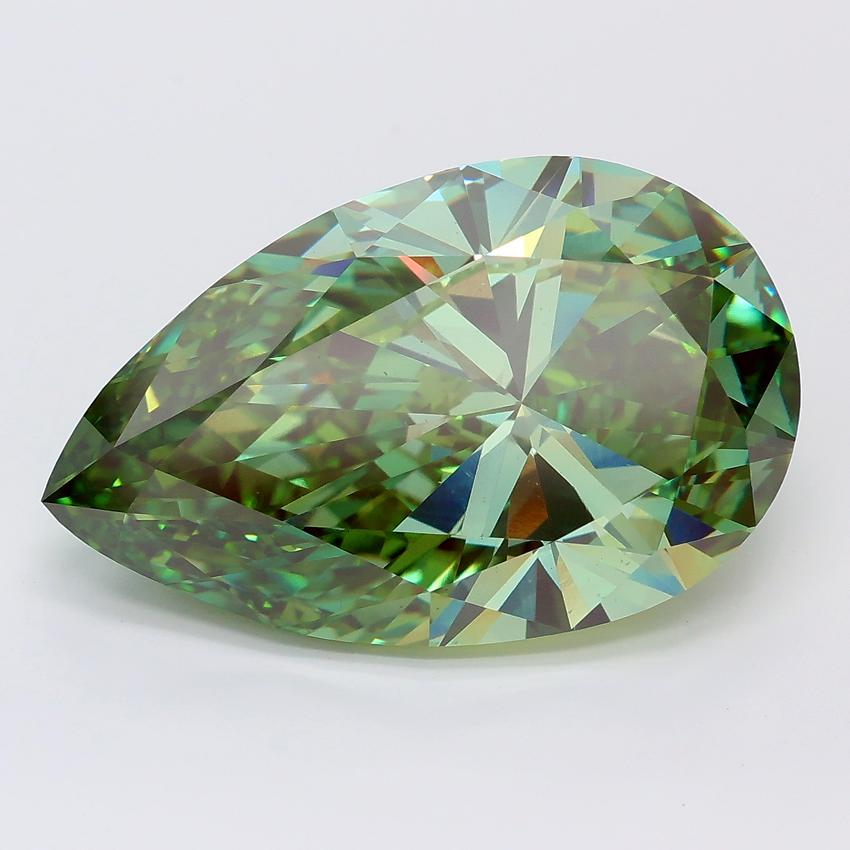 10.04 Ct. Fancy Vivid Green Pear Lab Grown Diamond