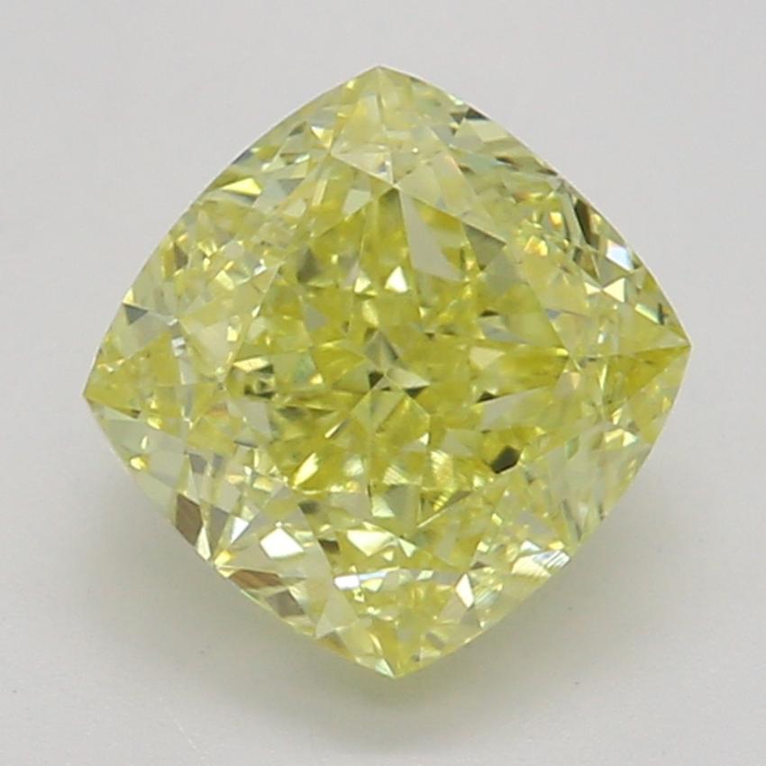 0.81 Ct. Fancy Intense Yellow Cushion Diamond