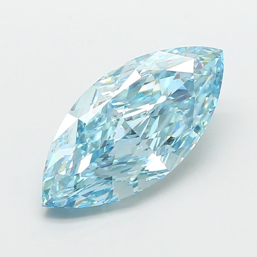 3.04 Ct. Fancy Vivid Greenish Blue Marquise Lab Grown Diamond
