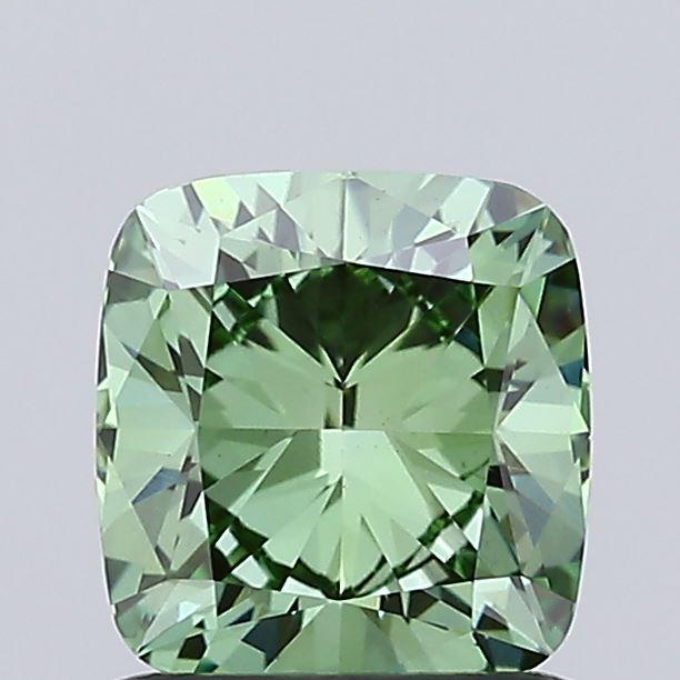 1.16 Ct. Fancy Vivid Green Cushion Lab Grown Diamond