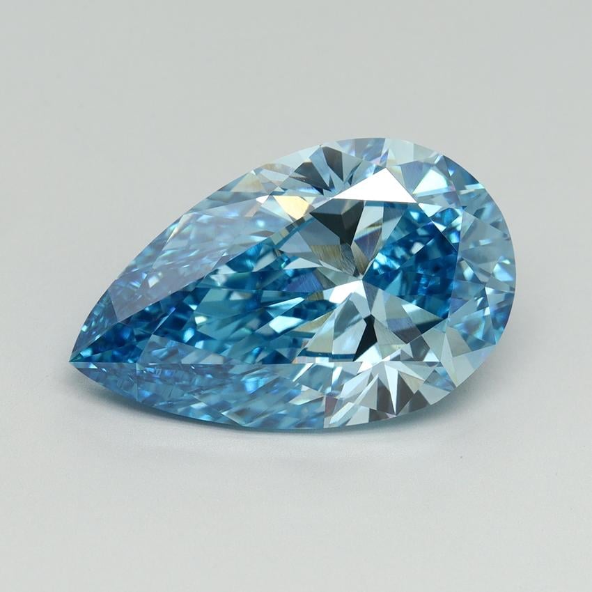 7.19 Ct. Fancy Vivid Malibu Blue Pear Lab Grown Diamond