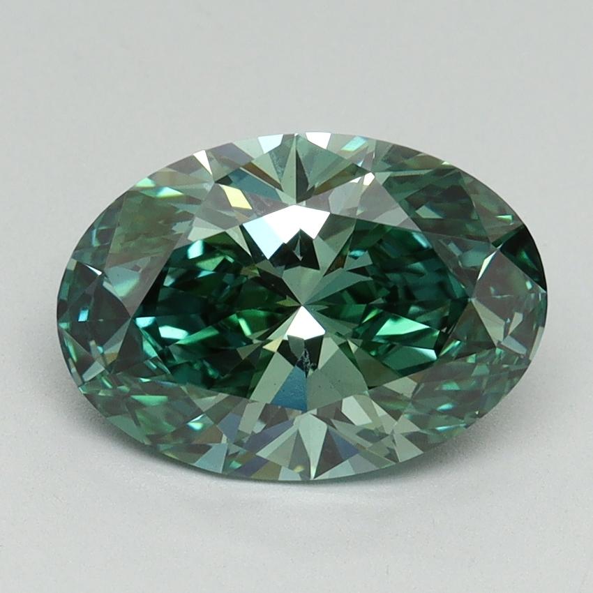 2.33 Ct. Fancy Vivid Green Oval Lab Grown Diamond