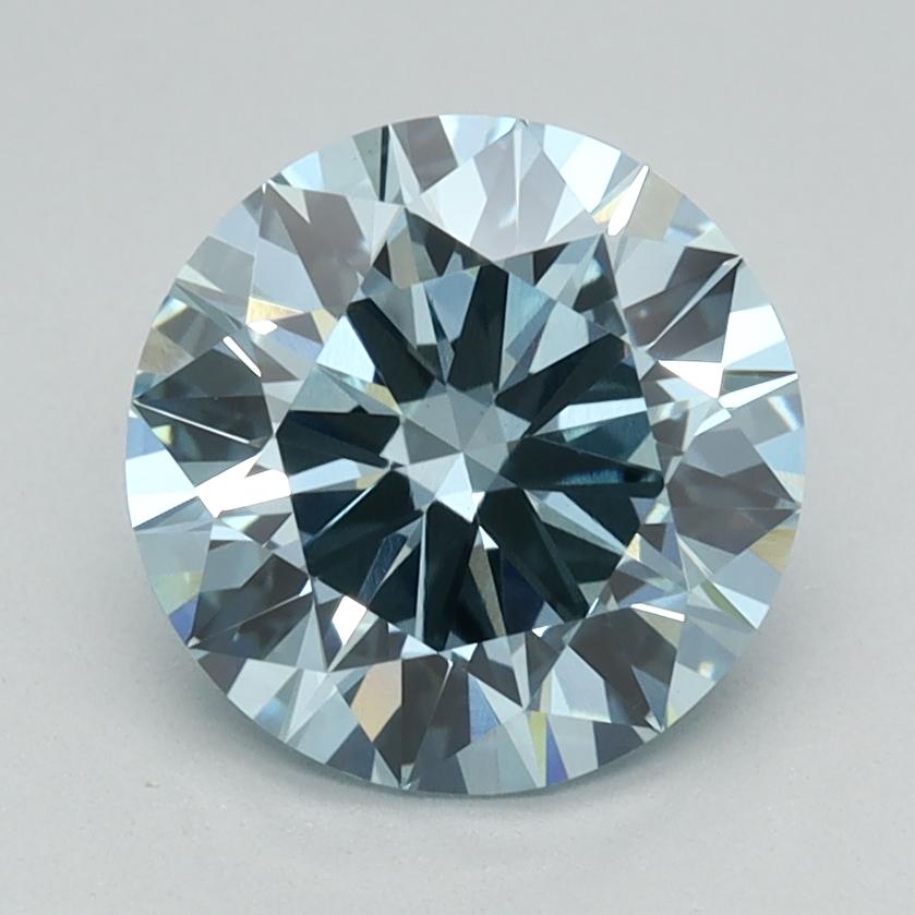 1.57 Ct. Fancy Intense Green Blue Round Lab Grown Diamond