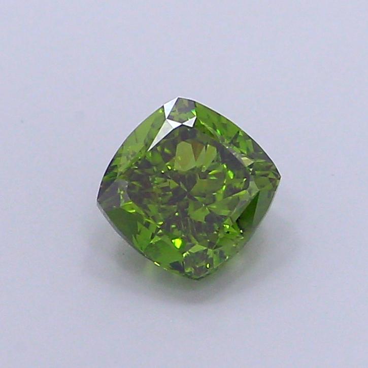 1.15 Ct. Fancy Vivid Green Cushion Lab Grown Diamond