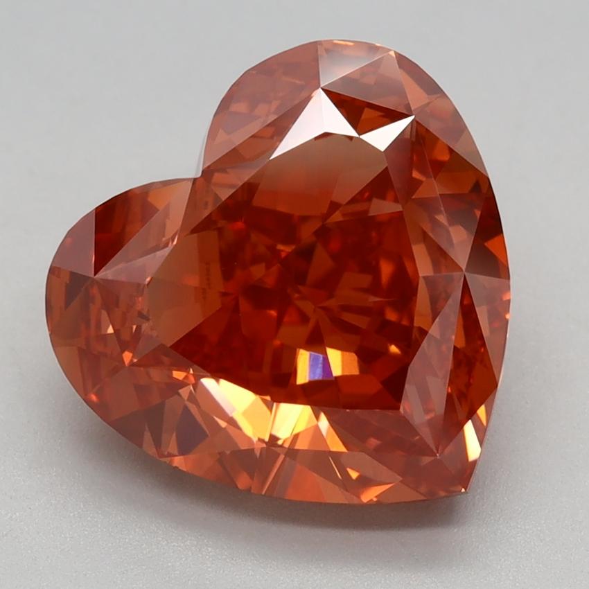 4.21 Ct. Fancy Vivid Brownish Orange Heart Lab Grown Diamond