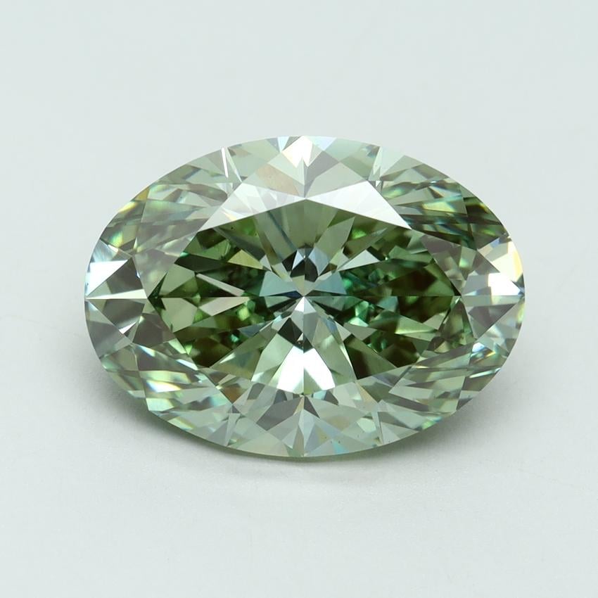 6.06 Ct. Fancy Vivid Green Oval Lab Grown Diamond
