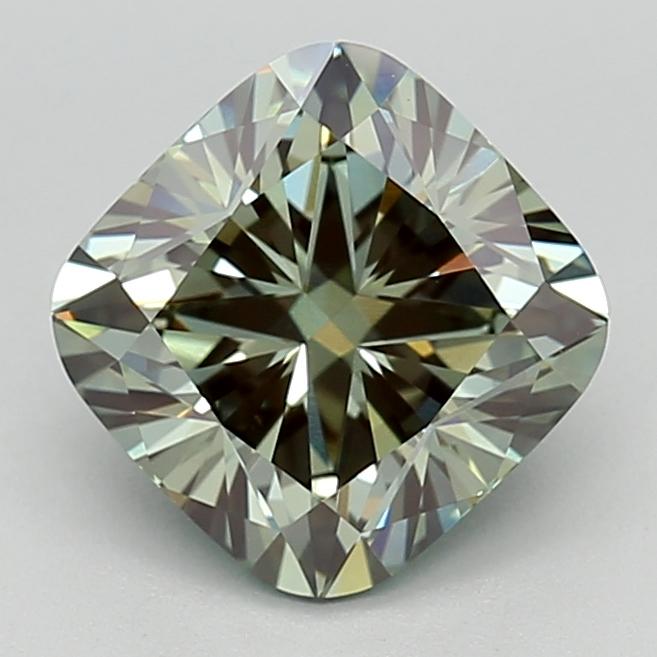 2.57 Ct. Fancy Intense Green Cushion Lab Grown Diamond