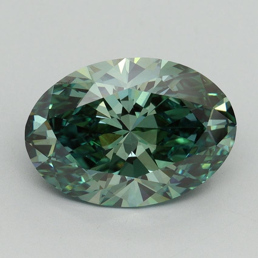 3.58 Ct. Fancy Vivid Green Oval Lab Grown Diamond