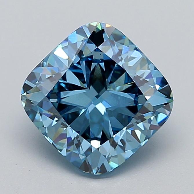 3.09 Ct. Fancy Vivid  Blue Cushion Lab Grown Diamond