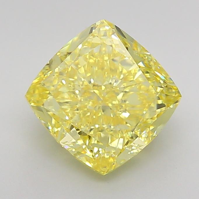 3.87 Ct. Fancy Vivid Yellow Cushion Lab Grown Diamond