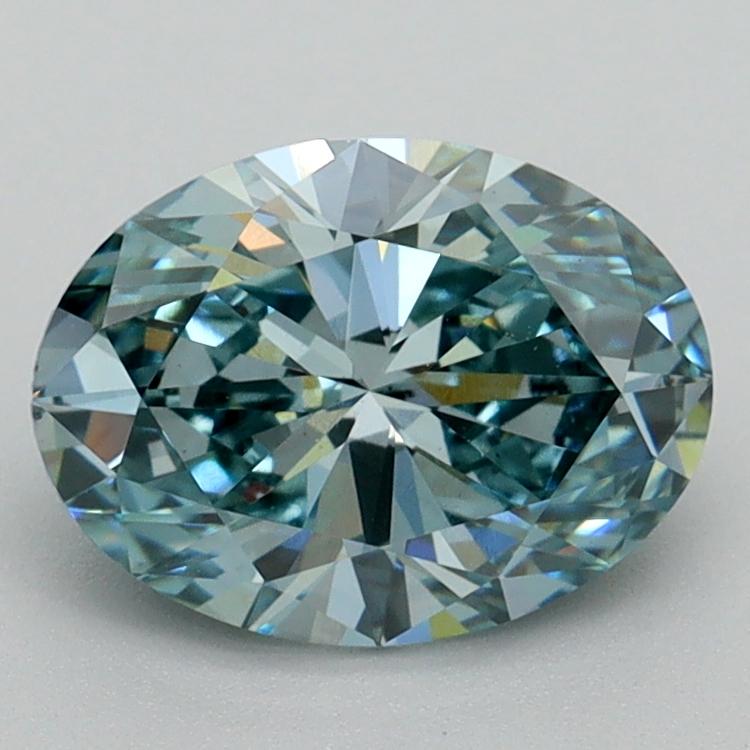 1.70 Ct. Fancy Intense Bluish Green Oval Lab Grown Diamond