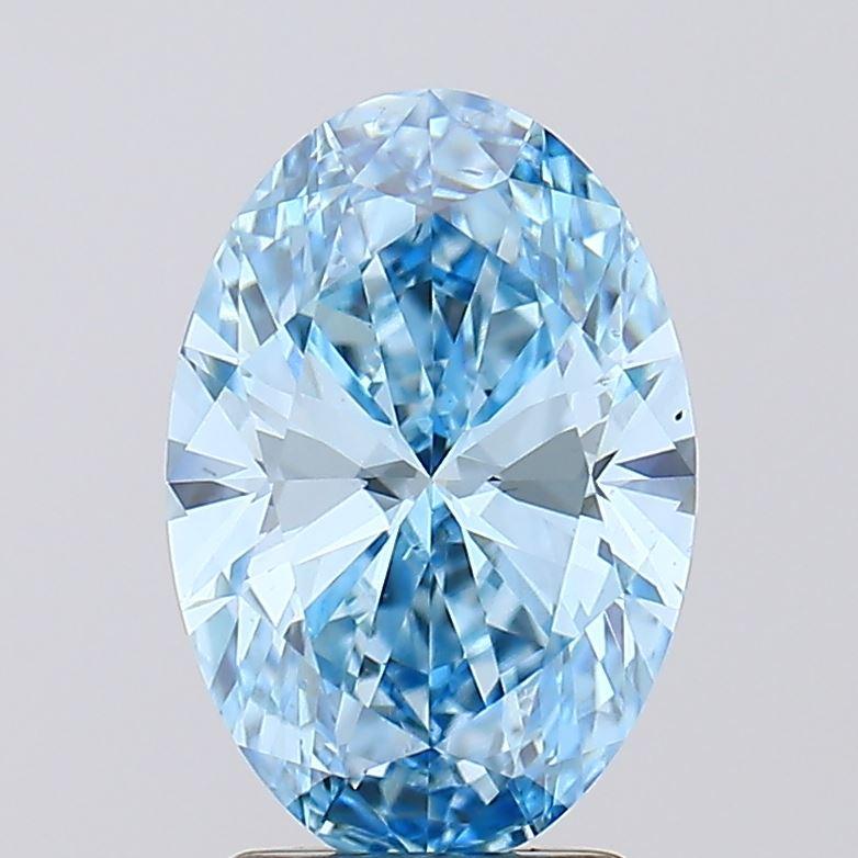 2.54 Ct. Fancy Vivid Blue Oval Lab Grown Diamond