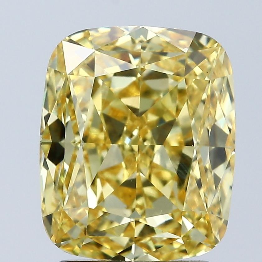 3.06 Ct. Fancy Vivid Yellow Cushion Lab Grown Diamond