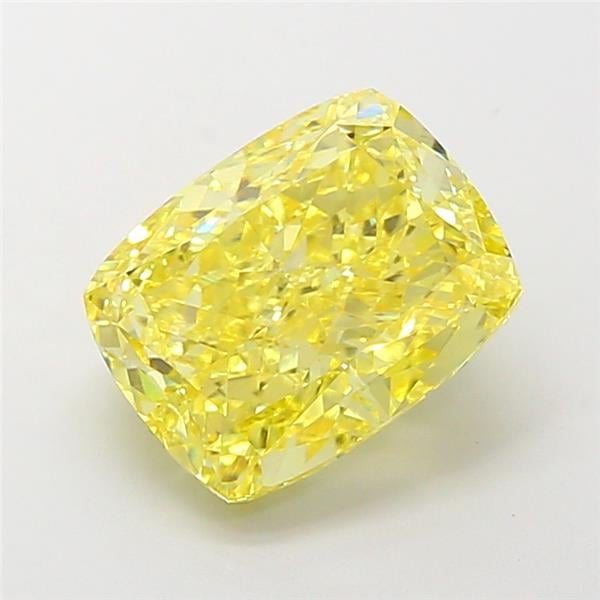 4.08 Ct. Fancy Vivid Yellow Cushion Lab Grown Diamond