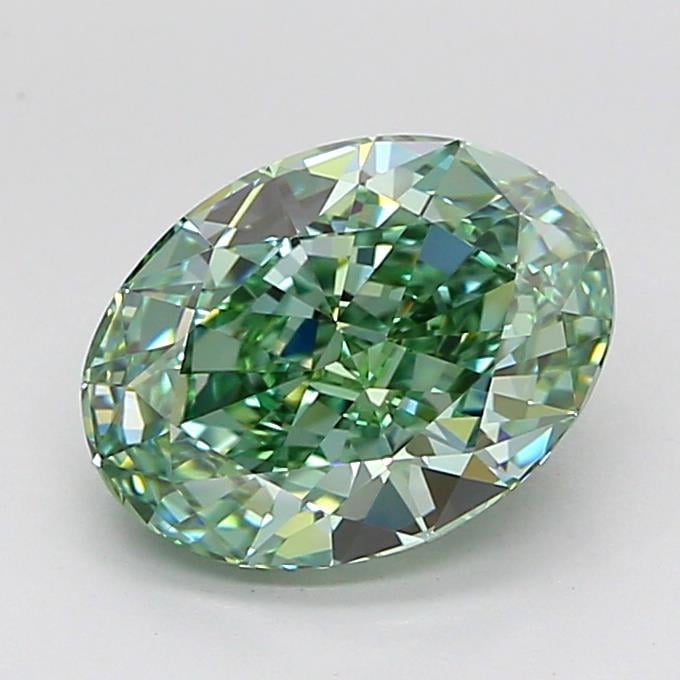3.09 Ct. Fancy Vivid Green Oval Lab Grown Diamond