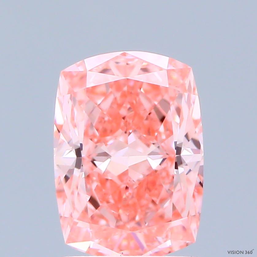 1.48 Ct. Fancy Vivid Pink Cushion Lab Grown Diamond