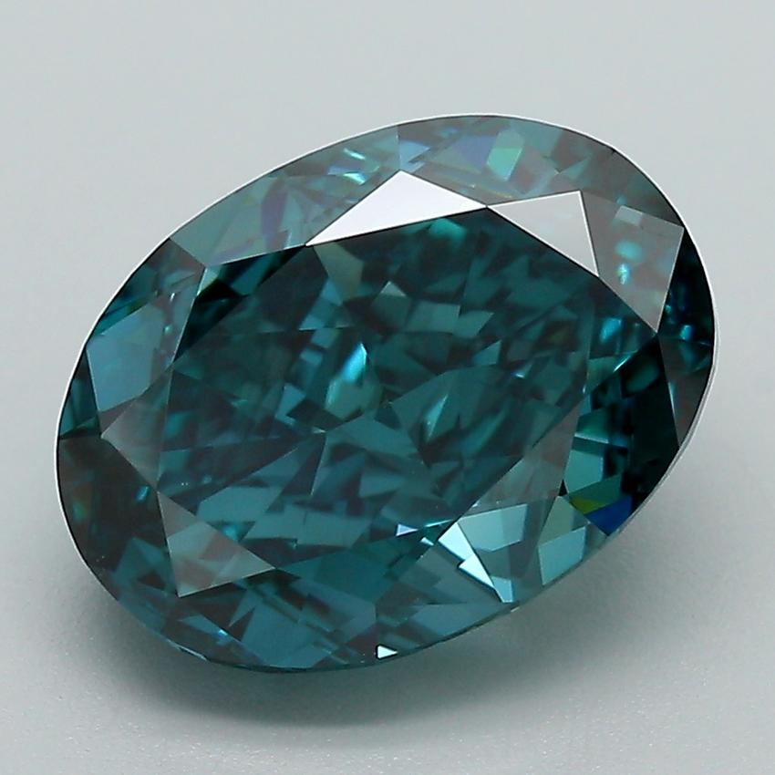 4.46 Ct. Fancy Vivid  Green Oval Lab Grown Diamond