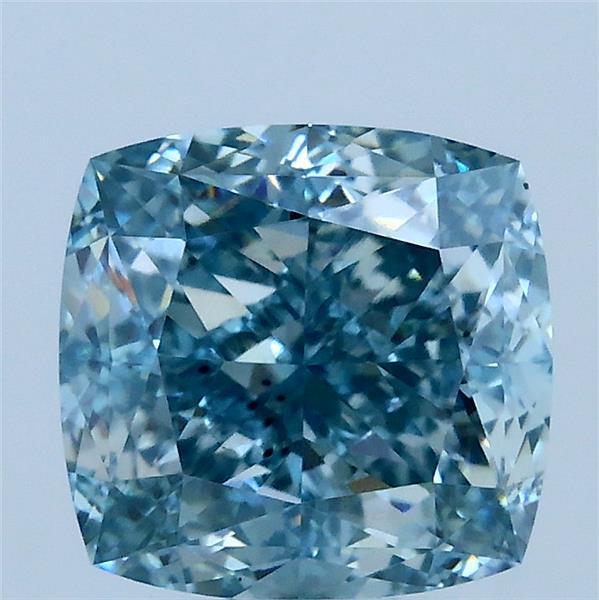 3.28 Ct. Fancy Intense Greenish Blue Cushion Lab Grown Diamond