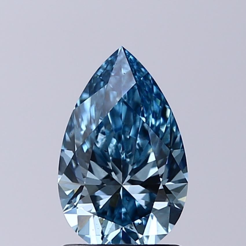 1.23 Ct. Fancy Vivid Blue Pear Lab Grown Diamond