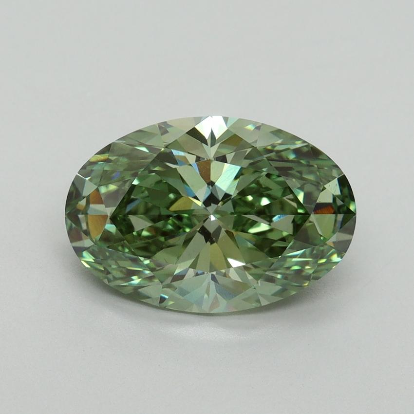 3.17 Ct. Fancy Vivid Green Oval Lab Grown Diamond