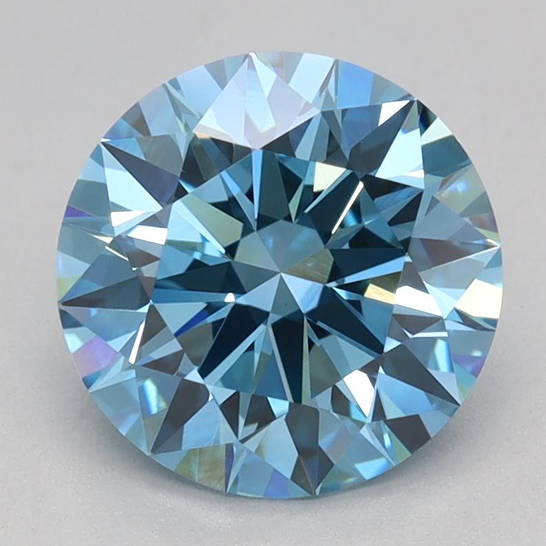 1.61 Ct. Fancy Vivid Blue Round Lab Grown Diamond