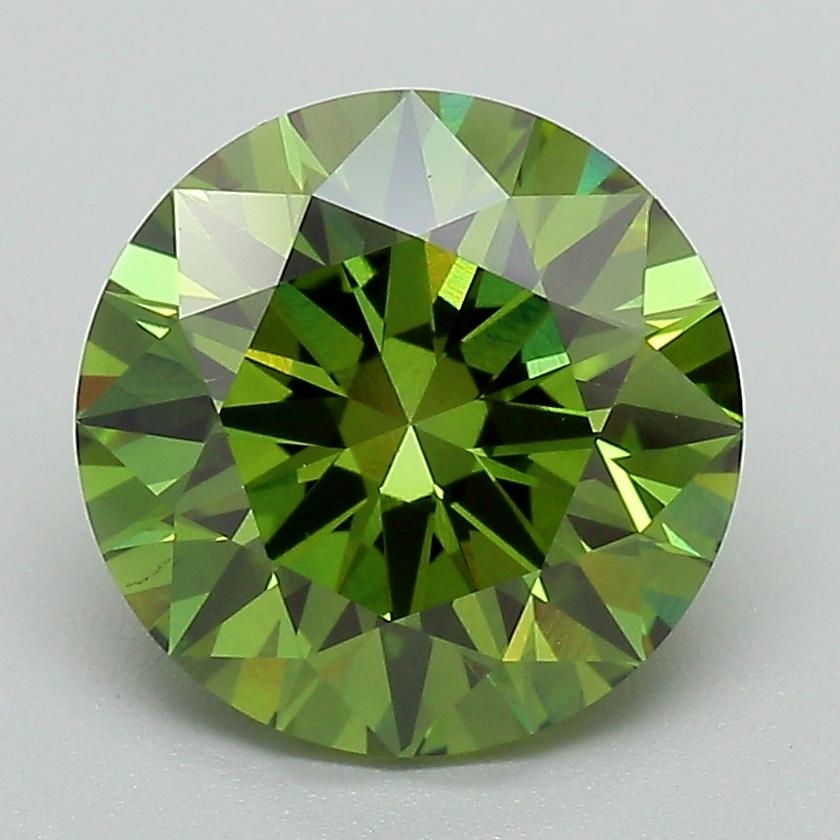 3.10 Ct. Fancy Vivid Green Round Lab Grown Diamond