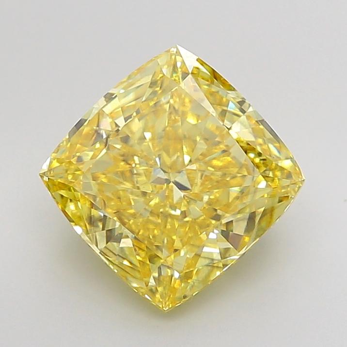 5.44 Ct. Fancy Vivid Yellow Cushion Lab Grown Diamond