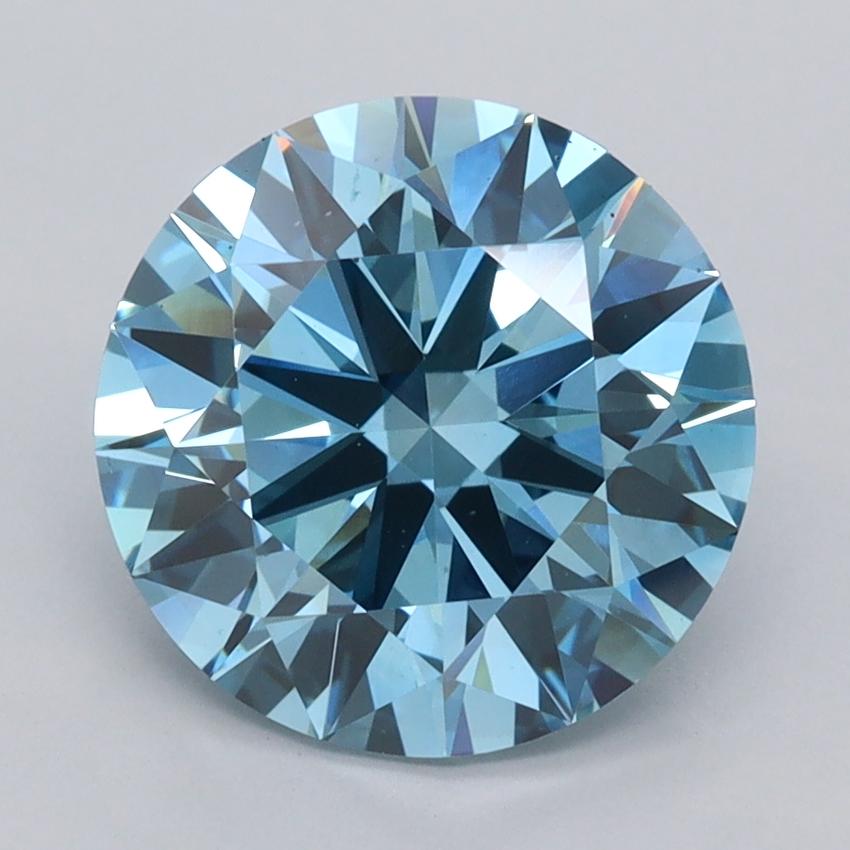 3.05 Ct. Fancy Vivid  Blue Round Lab Grown Diamond