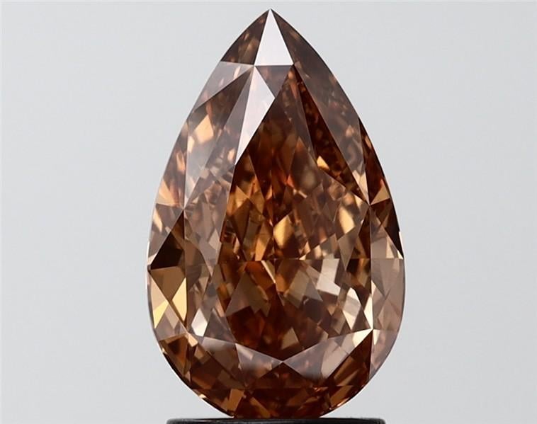 2.27 Ct. Fancy Orangy Brown Pear Lab Grown Diamond
