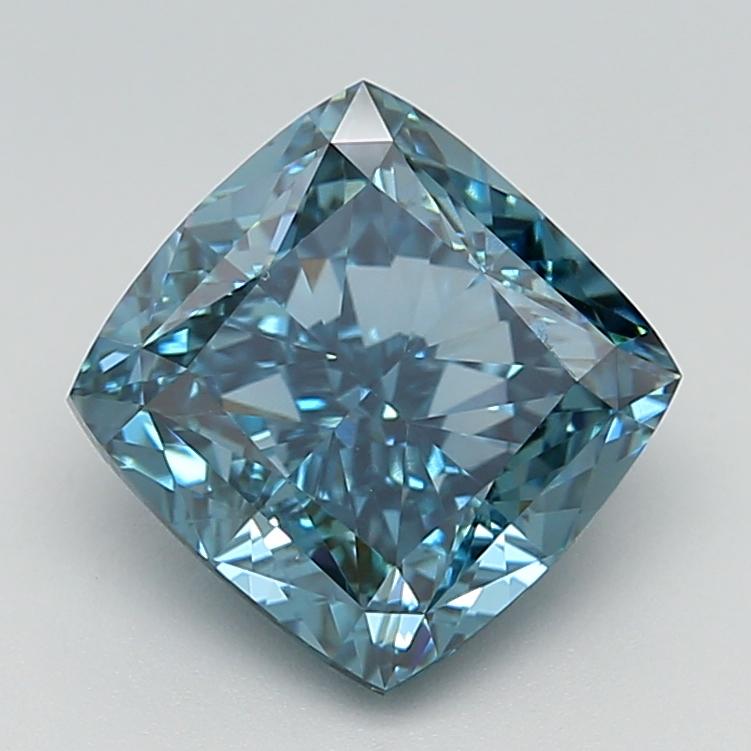 3.72 Ct. Fancy Vivid  Blue Cushion Lab Grown Diamond