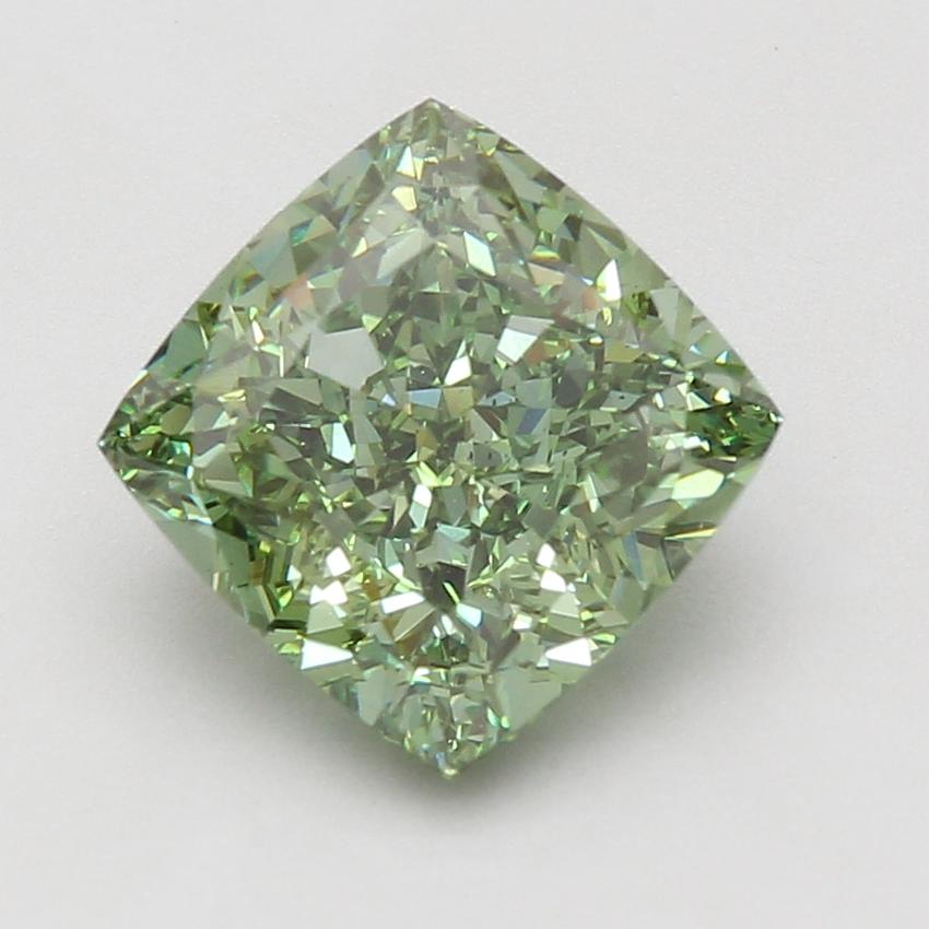 5.05 Ct. Fancy Vivid Green Cushion Lab Grown Diamond