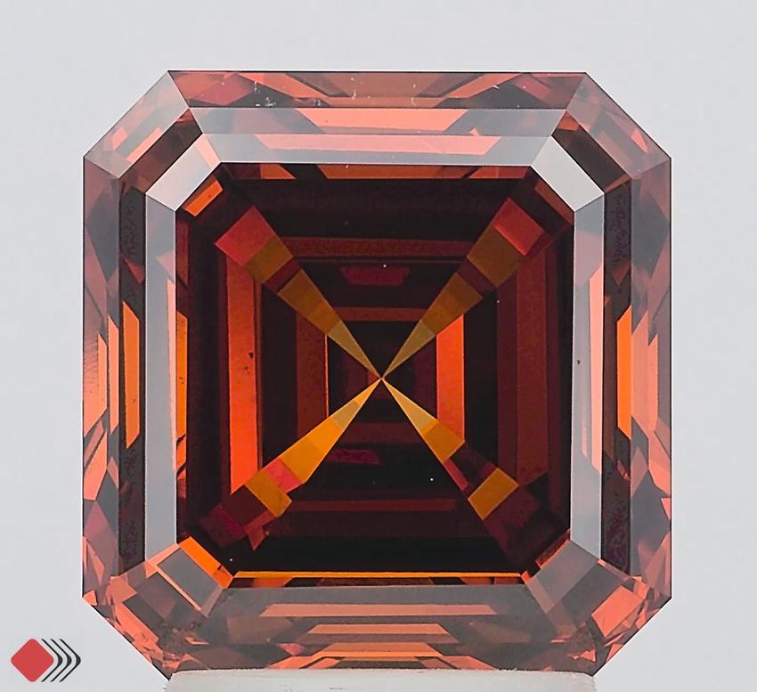 3.97 Ct. Fancy Deep Orange Asscher Lab Grown Diamond