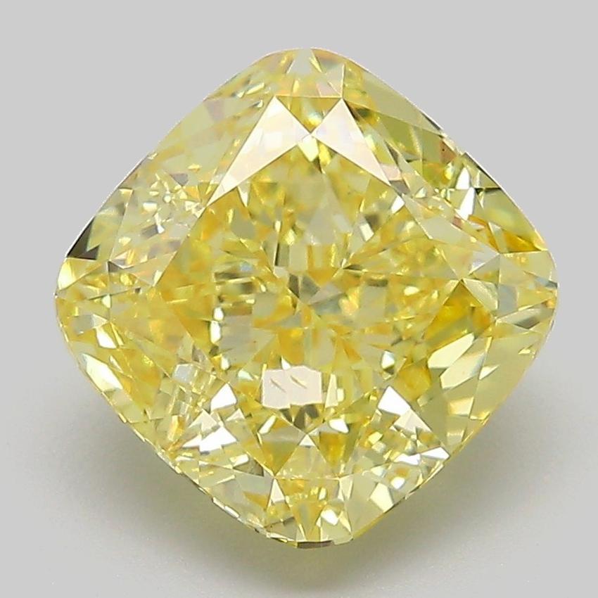 4.08 Ct. Fancy Intense Yellow Cushion Lab Grown Diamond