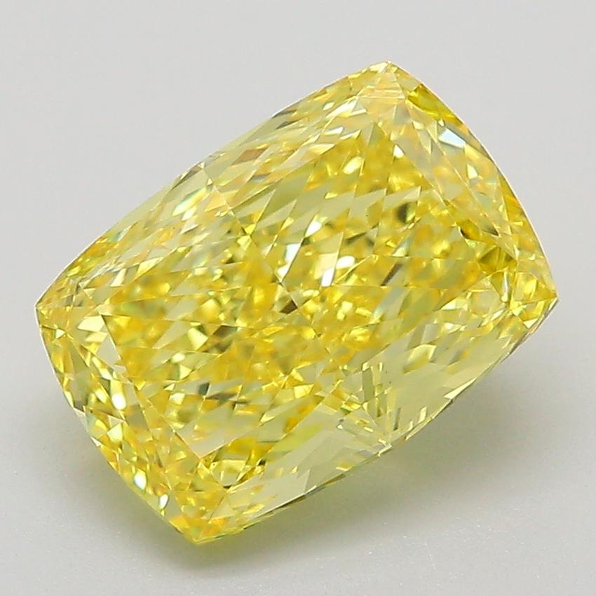3.07 Ct. Fancy Vivid  Yellow Cushion Lab Grown Diamond