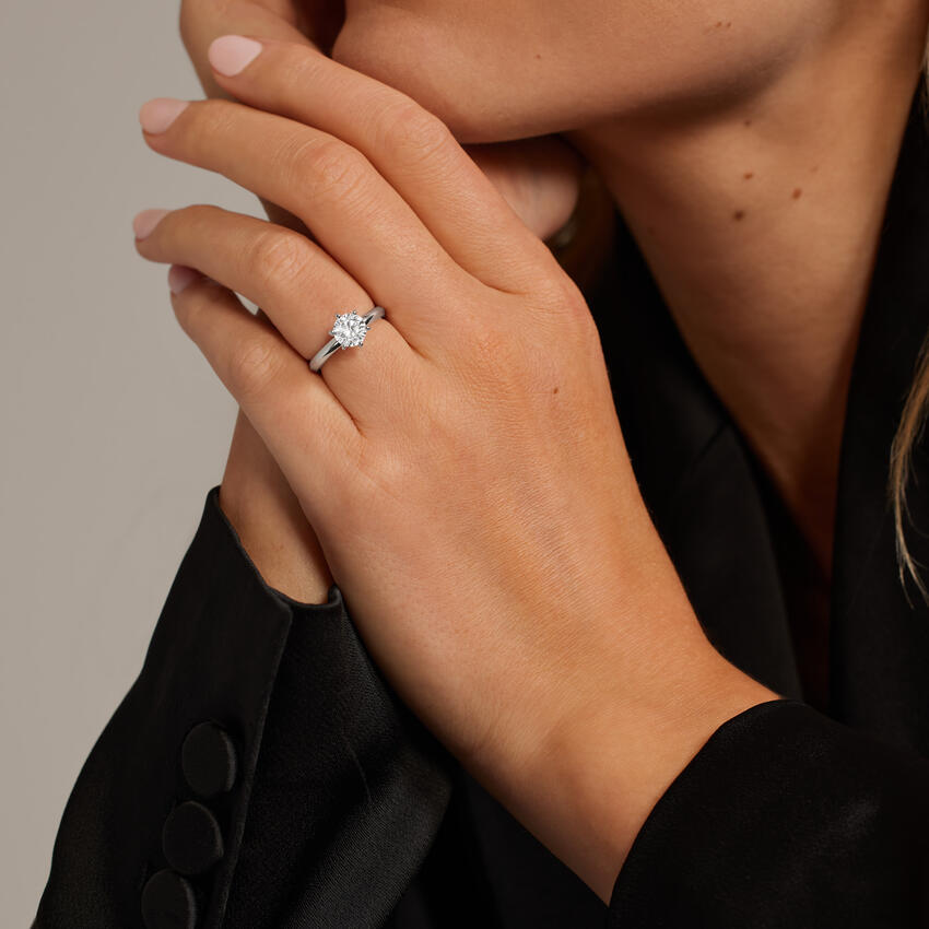 18K White Gold Classic Six-Prong Solitaire Ring