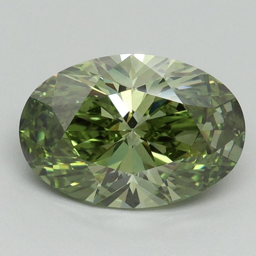 2.09 Ct. Fancy Vivid Green Oval Lab Grown Diamond
