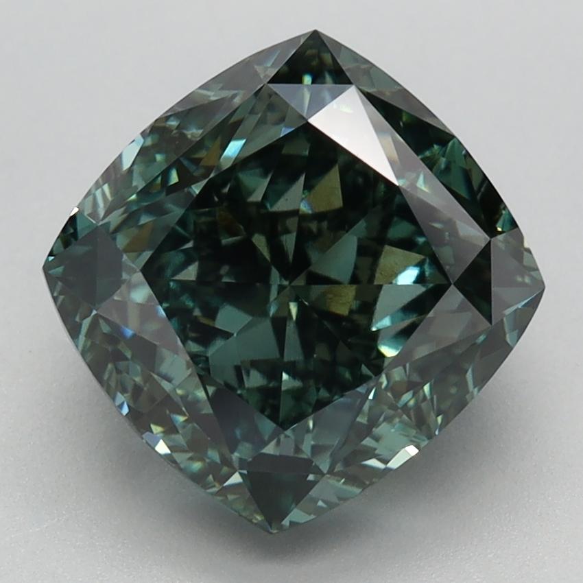 3.76 Ct. Fancy Deep Green Cushion Lab Grown Diamond