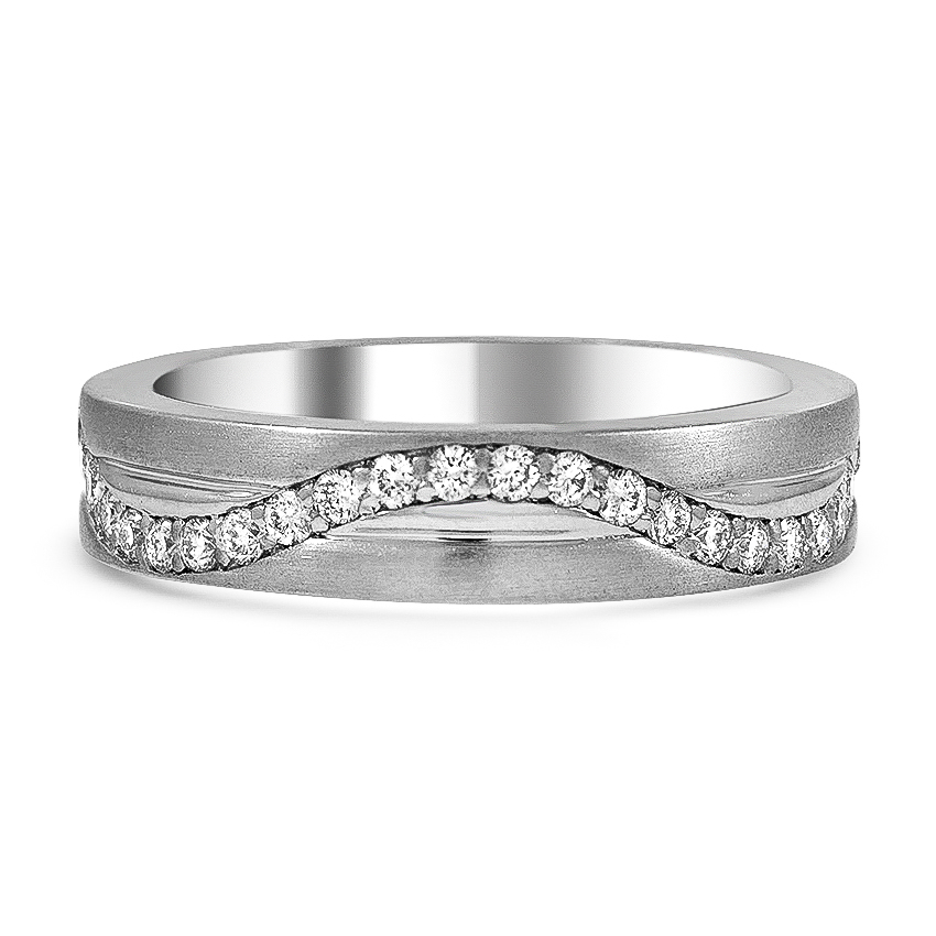 Custom Matte Wave Diamond Ring