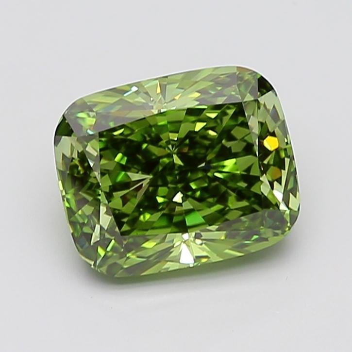 5.01 Ct. Fancy Vivid  Green Cushion Lab Grown Diamond