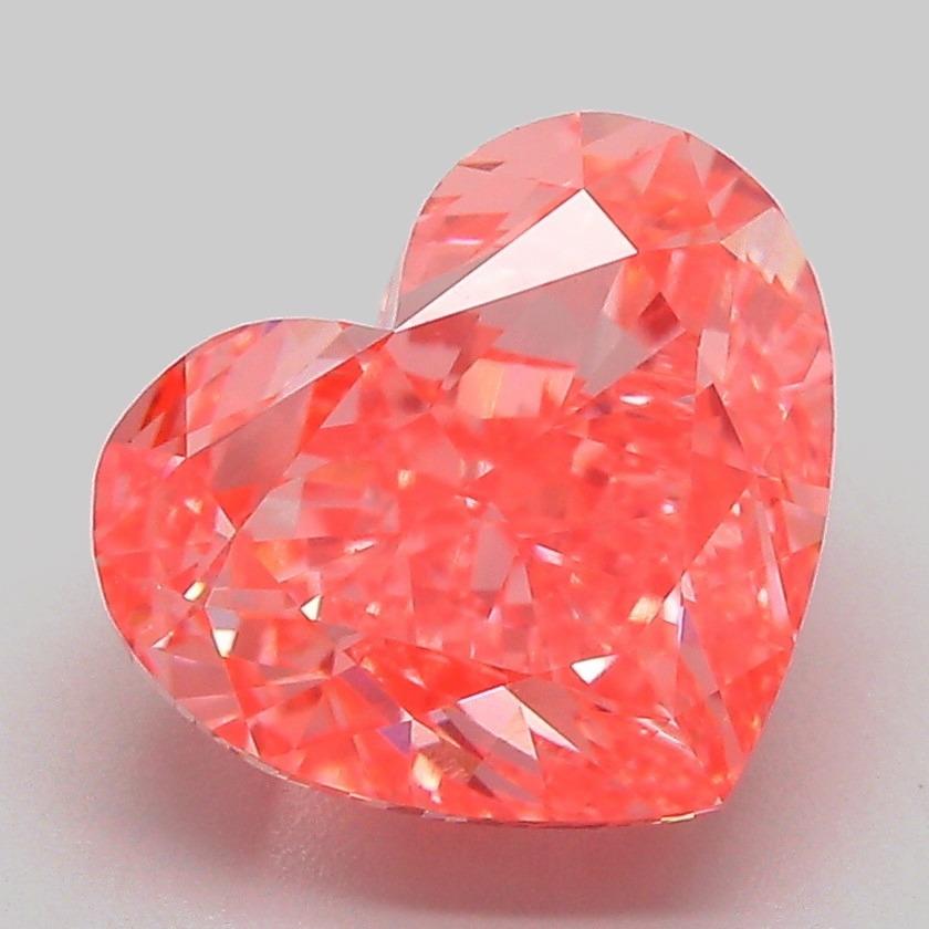 4.11 Ct. Fancy Vivid Orangy Pink Heart Lab Grown Diamond