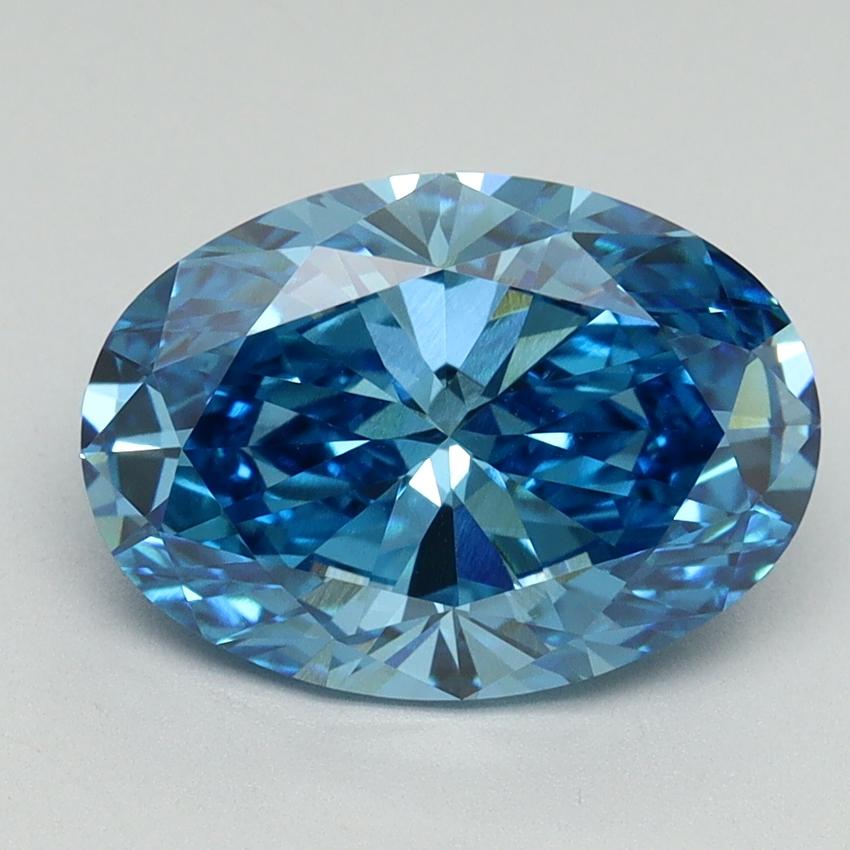 3.02 Ct. Fancy Vivid Blue Oval Lab Grown Diamond