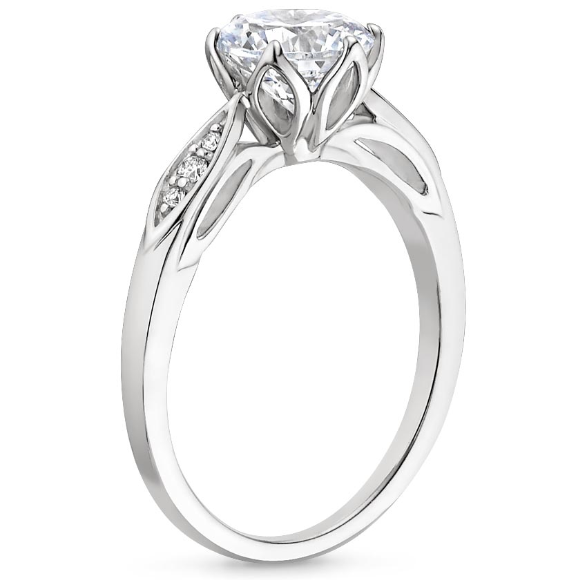 18K White Gold Peony Diamond Ring, large side view
