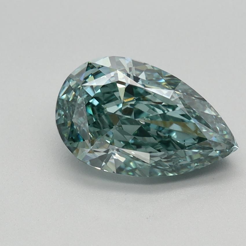 1.56 Ct. Fancy Vivid Blue Green Pear Lab Grown Diamond
