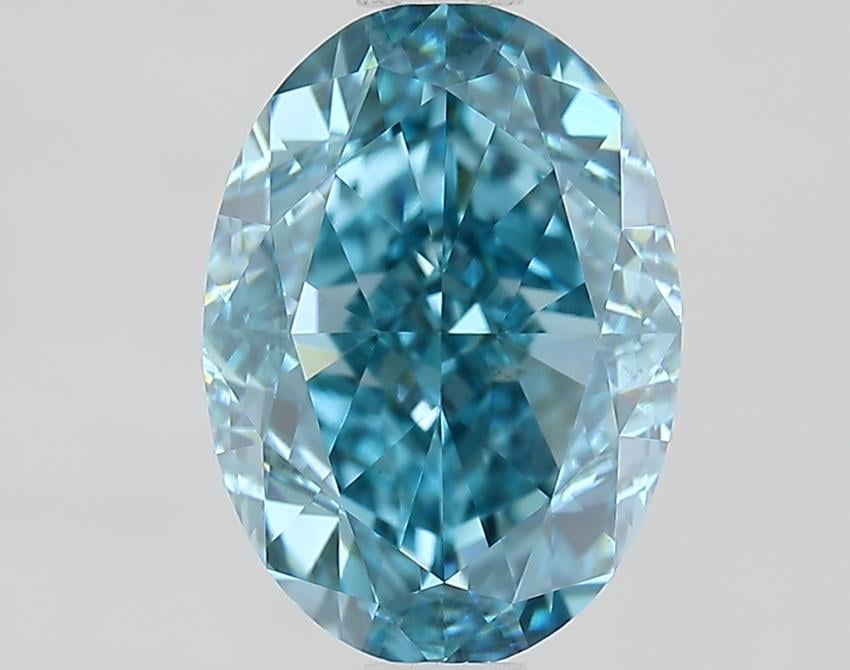 1.86 Ct. Fancy Vivid Greenish Blue Oval Lab Grown Diamond